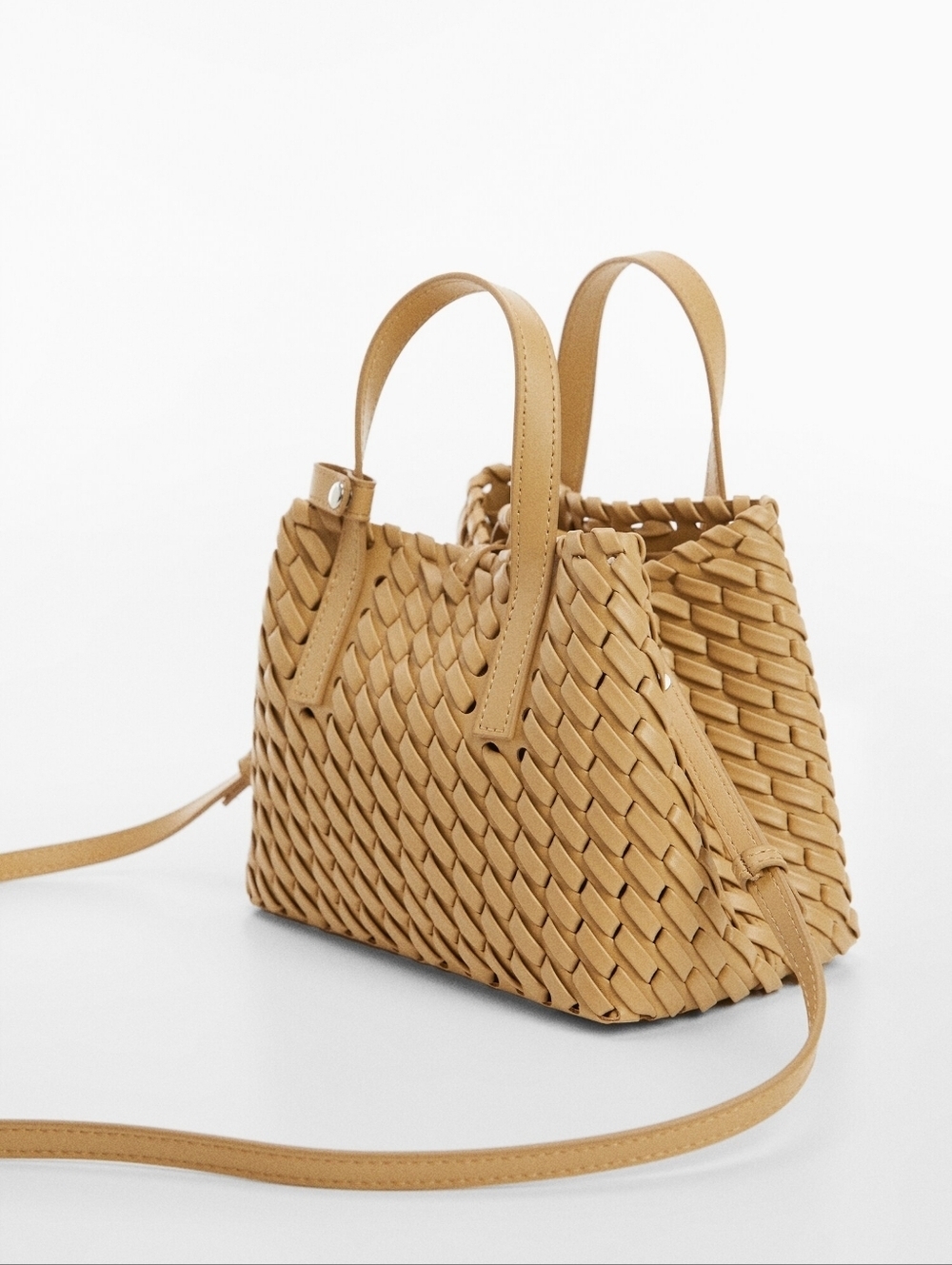 Mango Double-handle braided bag
